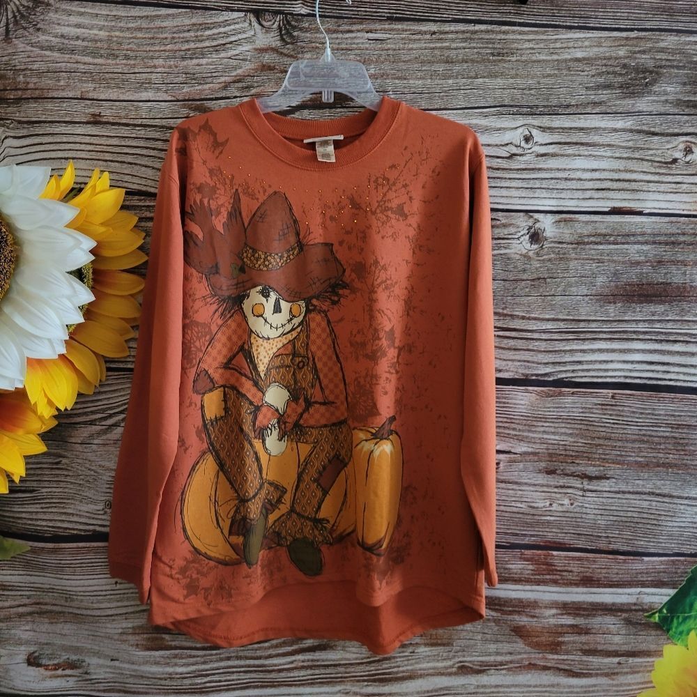 M & C Sportswear Halloween scarecrow Women's XXL long sleeve tee top Pre-owned